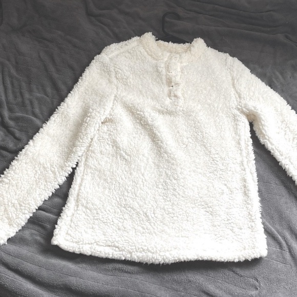 White Sherpa Fleece Pullover (S) - Picture 3 of 8